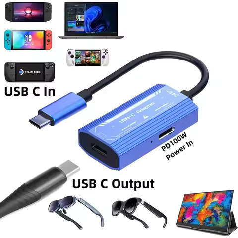 USB C to C Video Converter 4K@60Hz Display Adapter with PD100W for Laptop Switch to XREAL/VITURE One
