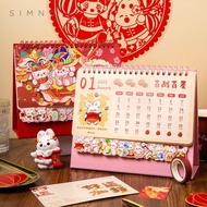 💥Hot sale💥Xinmo Cute Bunny Desk Calendar2023Year Calendar Cartoon Desktop Decoration Flip Desk Calendar Original Plan No