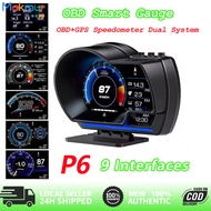 P6 Car OBD GPS OBD2 Meter OBD Digital Scanner Alarm Speed ​​Gauge Display HUD Water Temperature rpm 