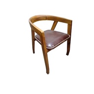 【吉迪市100%全柚木家具】RPCH018SL 柚木全牛皮造型休閒椅 餐椅