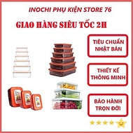 Bộ 7 hộp thực phẩm Inochi. Nhựa pp an toàn chịu nhiệt tốt, sử dung được trong lò vi sóng ( Tặng kèm 