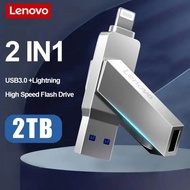 Lenovo Pen Drive 2TB 1TB USB Flash Drive For Iphone OTG Lightning USB 3.0 Metal 2-in-1 Pendrive High Speed Memory Stick 128GB