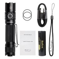 Sofirn ไฟฉายยุทธวิธีใน3800lm SP35T USB C ชาร์จไฟได้ XHP50B ไฟฉาย LED พร้อมสวิตช์คู่ตัวบ่งชี้พลังงาน