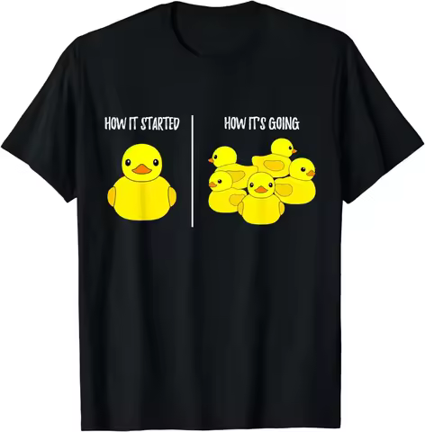 Women's Casual T-shirt, Cute Rubber Duck, Heart Duck, Funny Bird, Fun Duck Fashion T-shirt Graphic T