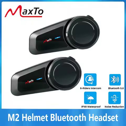 Maxto M2 Motorcycle Helmet Bluetooth Headset Intercom 6 Riders 1000M FM MP3 Waterproof IPX6 V5.0 500