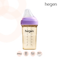 Hegen ขวดนมทรงเหลี่ยมPPSU ขวดนมสีชา ขนาด 8oz/240ml - จุกนมเสมือนนมแม่ เบอร์ 2 Medium Flow สำหรับ 3-6