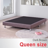 Queen Size * Divan Bed Base * Fabric Upholstery * Dark Brown * Metal Legs