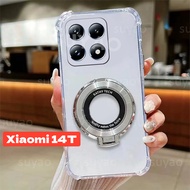 For Xiaomi 15T 14T Pro 14TPro Mi 13T 12T 11T 2024 Phone Case Magnetic Stand Holder Clear Transparent