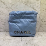 CHANEL 藍色MINI 22BAG/晶片
