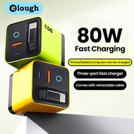 Elough 80W Gallium Nitride Charger Scalable Data Cable for Iphone Huawei A+C Full Protocol Multi Por