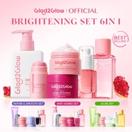 [BEST SELLER]Glad2Glow 6pcs Basic Skincare Set with Serum+Moisturizer*2+Cleanser+Toner/Eyecream+Clay