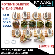 KYWARE Potentiometer WH148 15mm Potentiometer 5K 10K 50K 100K Ohm Resistor Variable Potentiometer Mo
