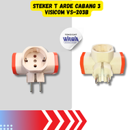 STEKER T Colokan Jek Tiga 3 Arah / Colokan 3 Cabang VISICOM Kualitas Baik