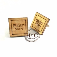 KEMEJA Cufflinks Cufflinks Cufflinks Shirt Buttons French cufflinks SQUARE WOOD BESTMAN CUFFLINKS