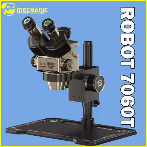 MECHANIC ROBOT 7060T 7X-60X Zoom Microscope WF10X25 Wide Angle Eyepiece CCD 0.45X Adapter Dust-proof