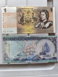 （ 1983年）澳洲1元及（ 2015年）馬爾代夫5元紙幣