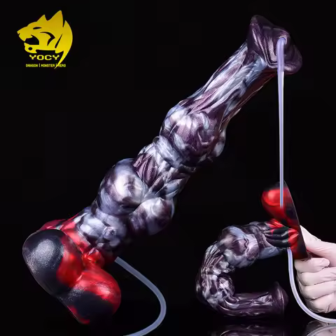 YOCY Horse Dildo Ejaculating Knot Anal Dildos Suction Cup Horse Toys 18+ Silicone Monster Dildo Squi