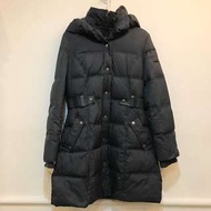 DKNY深灰長版腰身羽絨外套雪衣防水