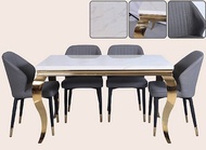 SHOP NBL ชุดโต๊ะอาหาร BRINGYUZA130 Cm // MODEL : DT-M406-WT+DC-L10-GT ดีไซน์สวยหรู สไตล์เกาหลี  4 ที