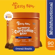 Zesty Paws Turmeric Curcumin Bites for Dogs - Bacon Flavor 90 Soft Chews (EXP:06 2026)