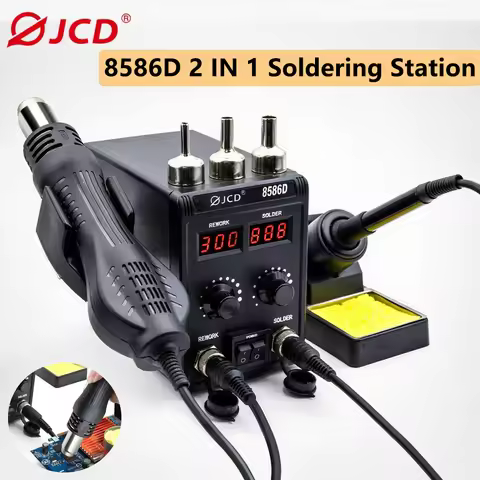 JCD 8586D 2 in 1 Soldering Station Dual Digital Display Precise Temp Control Fast Heating High - Qua