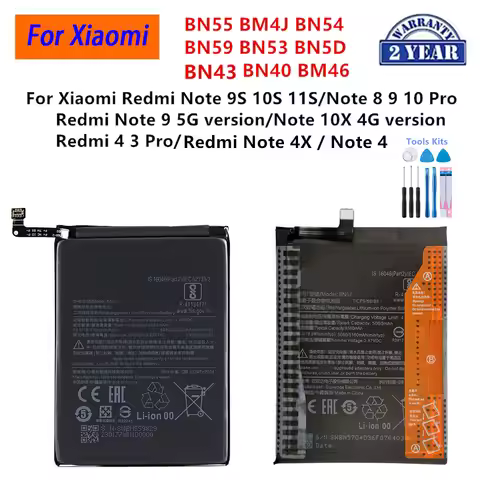 BN55 BM4J BN54 BN59 BN53 BN5D BN40 BM46 BN43 Battery For Xiaomi Redmi Note 9S 10S 11S/Note 4 4X 3 8 