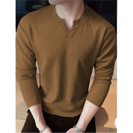 Uniqlo Men's Waffle V-neck Plain Long T-Shirt