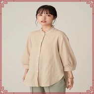 MUJI Ladies Herringbone Gauze Stand Collar Pajamas