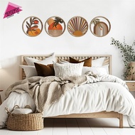 [ZPT] 4Pcs Wooden Wall Bohemian Wall Art Farmhouse Bohemian Country Yard Decoration Round Shape Wall