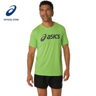 ASICS Men SILVER ASICS Short Sleeve Tee in Electric Lime/French Blue