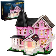 1349PCS Pink Palace House Building Set, Halloween Haunted House Building Block Toys, Christmas with 