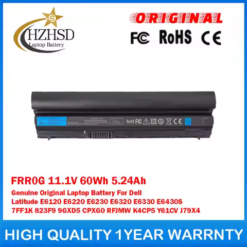 FRR0G 11.1V 60Wh 5.24Ah Genuine Original Laptop Battery For Dell Latitude E6120 E6220 E6230 E6320 E6