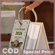 thewoodfamer 2026 Desk Calendar With Gold Ring Binding 365 Days Vintage Oil Painting Inspirational Q