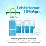 wardah paket 6 in 1 (tanpa bedak) acne acnederm/jerawat