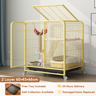 Oversized Multi-Level Cat Cage With Shelf and Ladder Movable Heavy Duty Steel Cat House