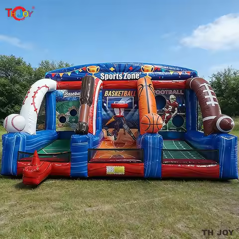 5.5x3x3m New 3 in 1 Carnival Game Inflatable Sports Zone Game Baseball Basketball Football Game