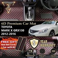 Top Carpet TOYOTA MARK X GRX130 ( 2012 - 2016 ) 6D PU Leather Car Carpet VIP Car Mat Floor Mat Alas 