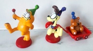 (不在港) 懷舊玩具: 加菲貓 Garfield & Odie & Pooky  80年代 公仔 硬膠公仔 聖誕公仔1組3個 SET .Garfield Odie Pooky Bear Party F