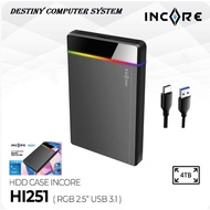 Case Casing Enclosure SSD Sata 2.5" 2.5inch RGB USB 3.0 Incore HI251