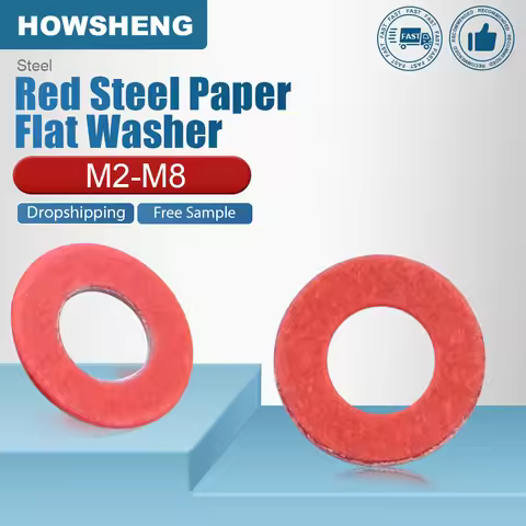 Red Steel Paper Flat Washer M3 M4 M5 M6 M8 Insulation Fiber Plain Gasket Ring for Computer Case Moth