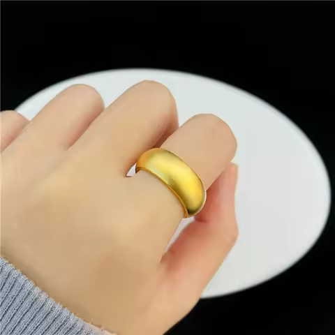 9999 24K real gold jewelry face matte closed mouth inheritance ring semicolon closed mouth strip rin