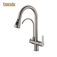 🚓304Stainless Steel Pull-out Kitchen Faucet Kitchen Fresh Water Tap Kitchen Faucet with Kitchen Sink Double Heads