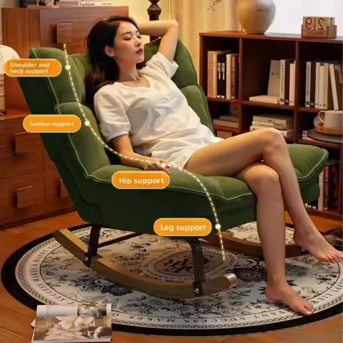 Retro lazy sofa chair, corduroy rocking chair, living room lounge chair, balcony lounge chair, house