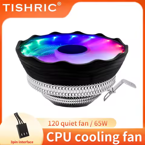 TISHRIC CPU Cooler Fan RGB PWM 3 Pin Computer Case Fan Intel LGA 1700 1200 1150 1151 AMD AM3 AM4 CPU
