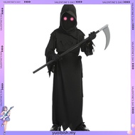 Halloween Children's Horror Skeleton Ghost Ghost Red Eye Death Costume Sickle Ghost Dark Messenger G