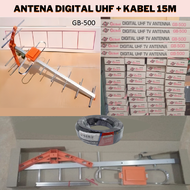 Antena Digital UHF Global GB500 TV luar outdoor kabel 15meter include jack