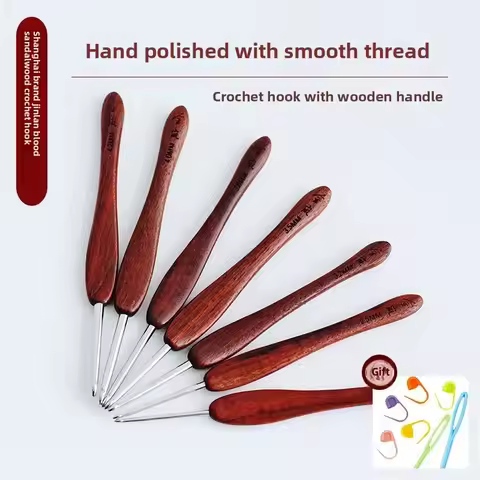 Jinlan Blood Sandalwood Crochet Wooden Handle Knitting Micro Hook 0.1.0.2.0.5.0.6,0.9,1,1.1,.1.2.1.3