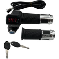 1 Pair EBike Throttle Grip, Universal Electric Bicycle Scooter Twist Handlebar with LCD Battery Volt