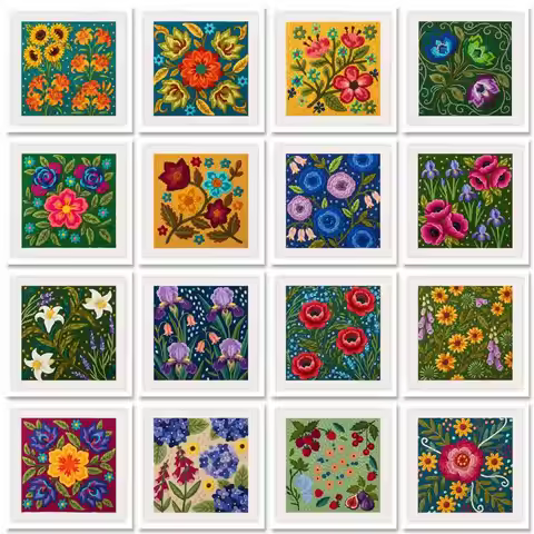 Punch Needle Embroidery Kit GATYZTORY 25x25cm Square Punch Needle Embroidery Kit Easy for Adults Wit