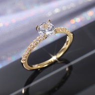 New Luxury Classic Sparkling Zircon Engagement Wedding Ring Gold, White Gold, Rose Gold Three-color Optional Jewelry